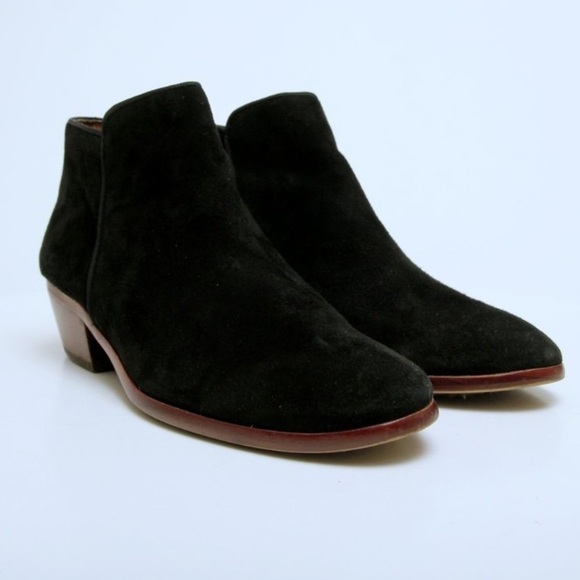SAM EDELMAN Petty Black Suede Ankle Boots Booties Size 6.5 - Picture 2 of 10